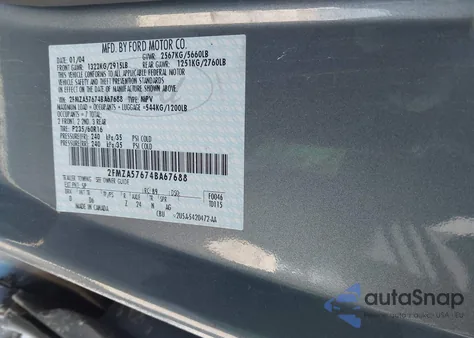 2004 Ford Freestar Ses z USA, uszkodzony, nr VIN 2FMZA57674BA67688